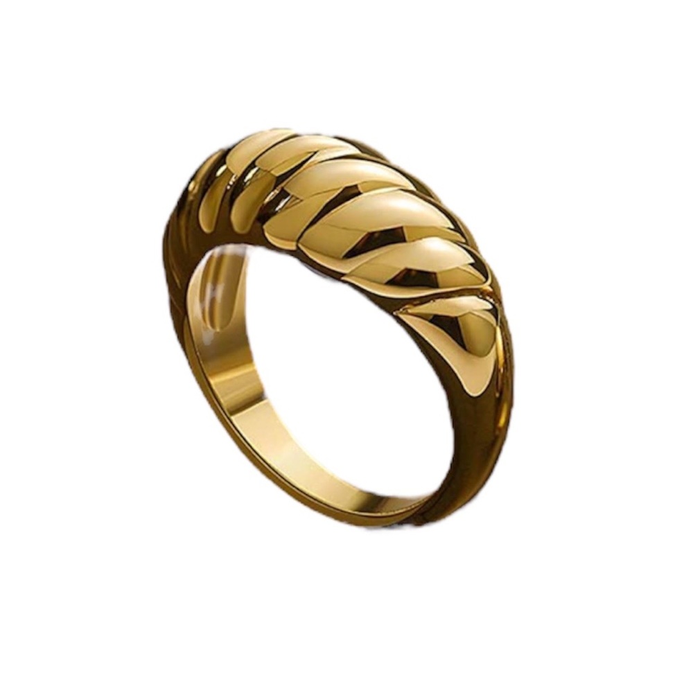 Croissant Dome Ring | Twisted Braided Gold Plated Ring